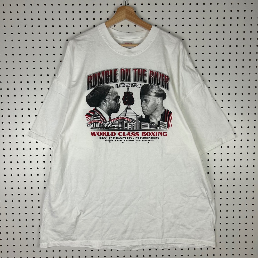 Mike Tyson vs Lennox Lewis Rumble on the River 2002 TShirt 3XL White Classic Y2K